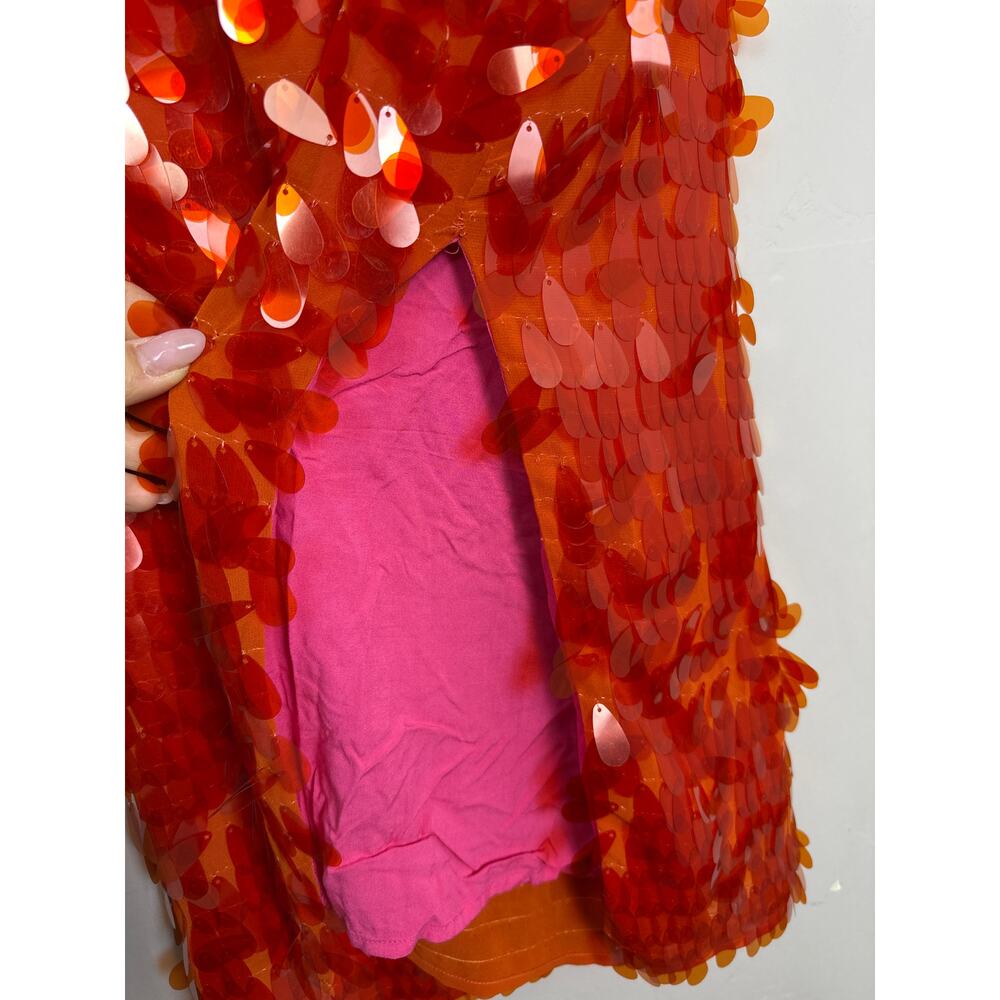 Anthropologie Red Sequin Midi Skirt - Picture 6 of 7